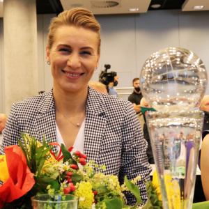 Šťastná víťazka Anastasia Kuzmina